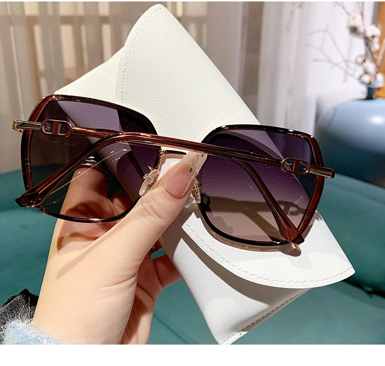 New Fashion Polarized Sunglasses Women UV400 Gradient Lens Sun Glasses Oversized Retro Square Luxury Brand Oculus