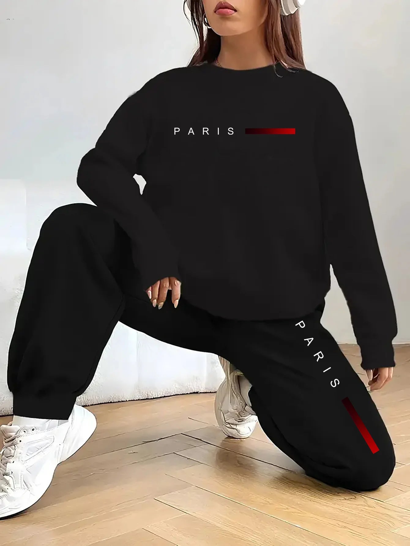 women Hoodies+sweatpant set Hip Hop Street Casual Printed Hoodie Oversize Loose New Sweatshirts Autumn Warm Fleece Clothing