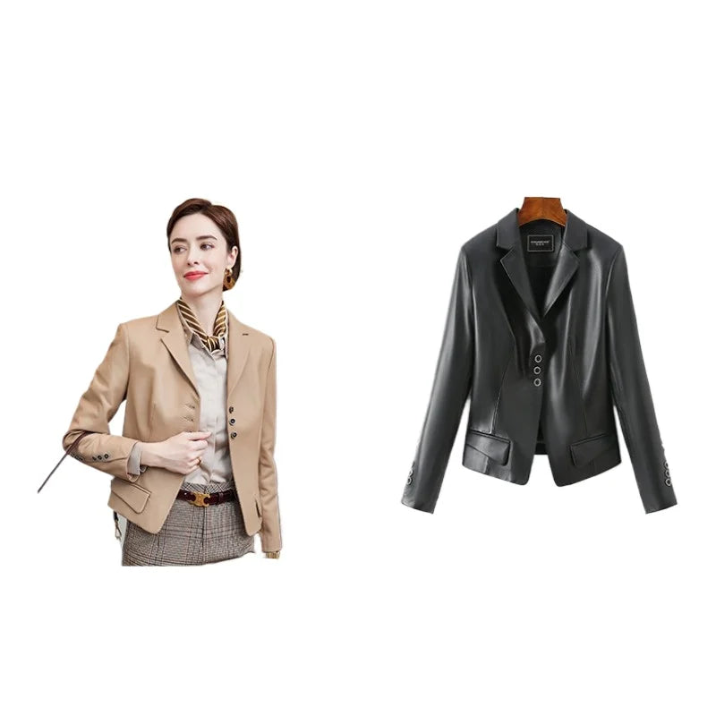 Leather Leather Clothing Women's 2025 Short Slim Jacket High Quality Sheepskin Women's Fashion Locomotive Autumn