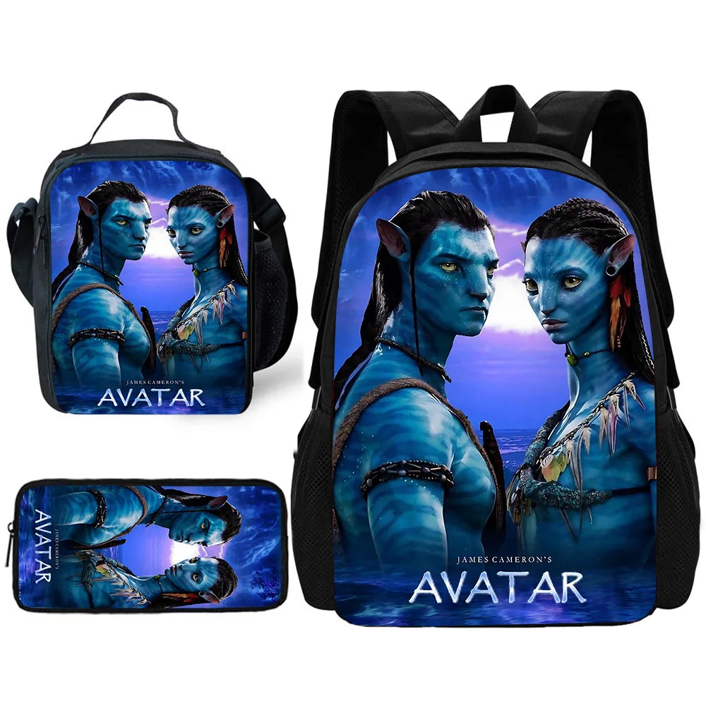 Science Fiction Movie Child School Backpack with Lunch Bags ,Pencil Bags ,School Bags for Boys Girls A-AvatarS Best Gift