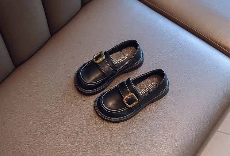 British Style Retro Girls Shoes Spring Autumn Princess Leather Shoes Children Black Soft Dance Loafers for 3-12 Ages Kids Shoes