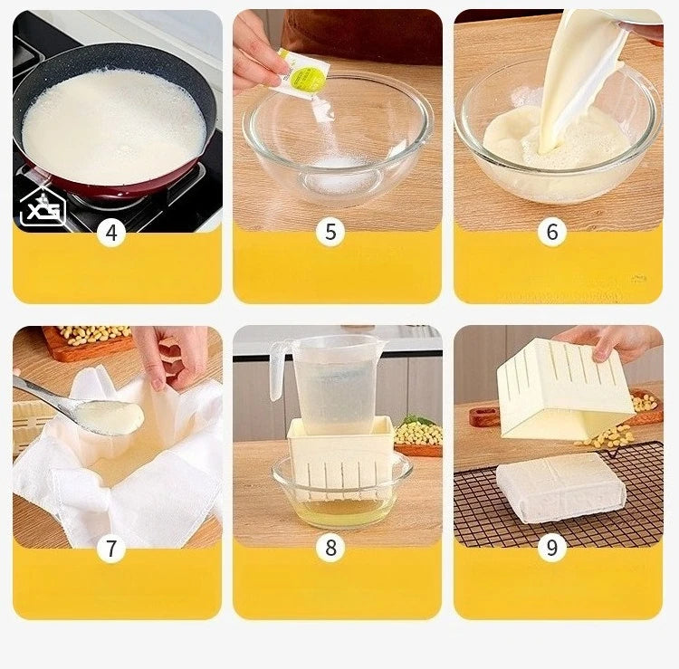 DIY Plastic Tofu Press Mould Homemade Tofu Mold Soybean Curd Tofu Making Mold With Cheese Cloth Kitchen Cooking