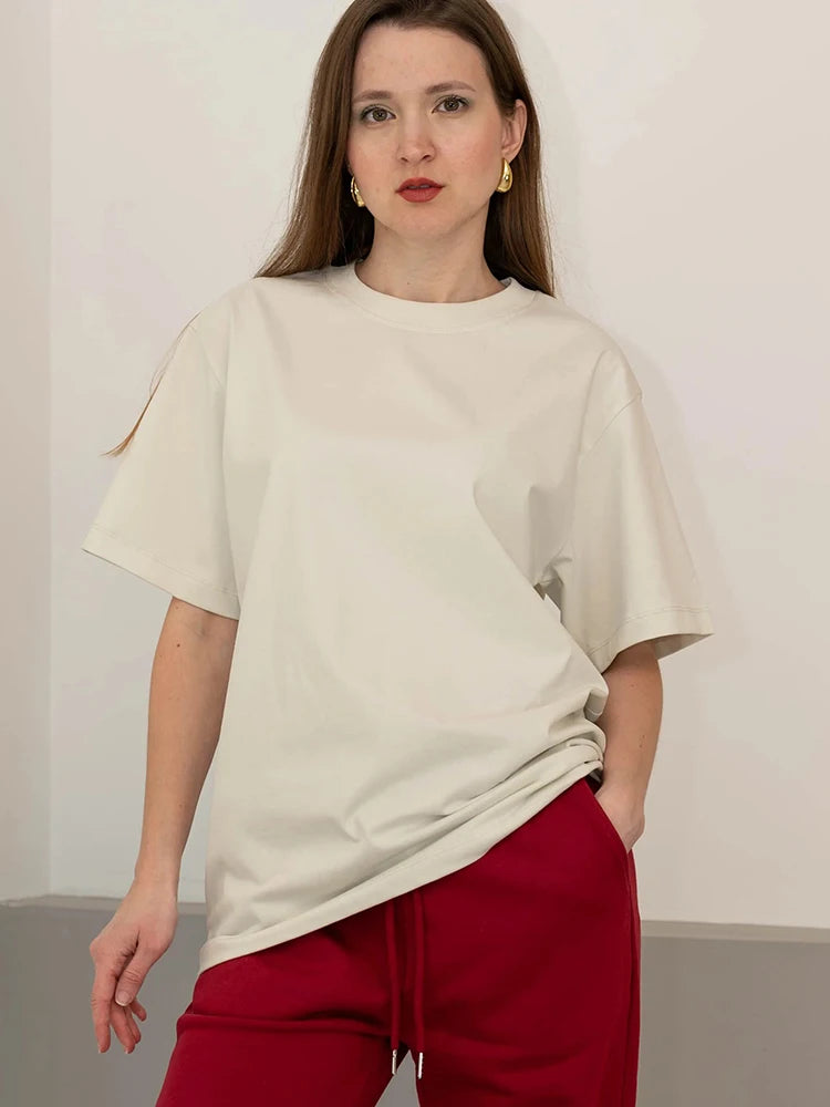Summer Women T Shirts Oversized Cotton White Short Sleeve Baggy Tops For woman Summer Plain Loose Pink Tshirt Oversize Blue