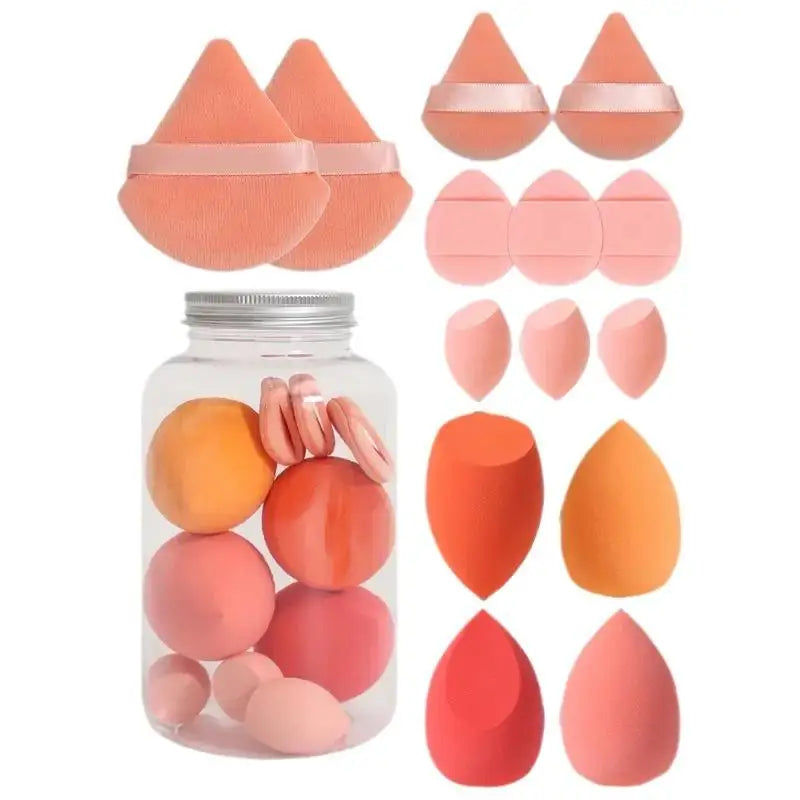 14pcs Makeup Sponge Set Canned High Quality Non-Latex Soft For Liquid Bb Cream Powder Application Dry Wet Dual-Use Powder Puff