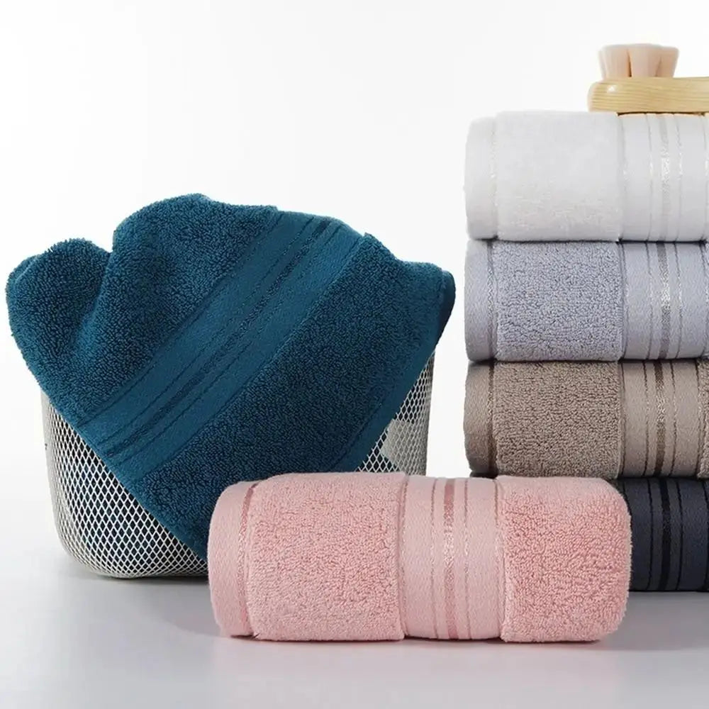 Towel Set Cotton Bath Towel Elegant Blue Hand Face Towel Durable White Terry Cloth Adults