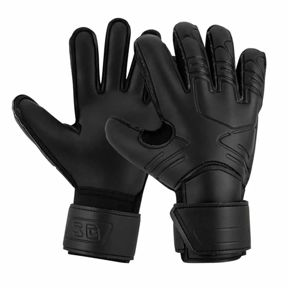 Finger Protection Goalie Gloves Black Durable Latex Soccer Gloves Wear-Resistant Thickened Football Goalkeeper Gloves Outdoor