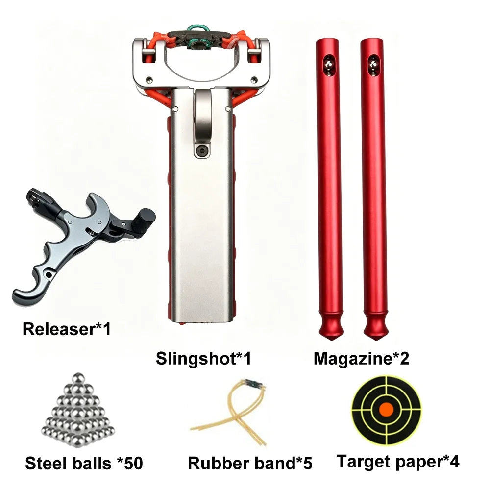 G5 Slingshot:two Automatic Slingshot Capable of Firing Multiple Rounds of All-Metal Beads in Rapid Succession Using a Rubber Ban