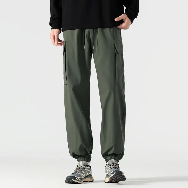 Tactical Pants Men's Casual Pants Spring Autumn Drawstring Windproof Slim Pants Waterproof Work Pants Men's Casual Pants