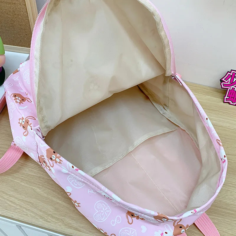 Cute Sugarbunnies Schoolbag Large Capacity Student Backpack Girl Heart Sweet Travel Portable Backpack Girl Holiday Best Gift