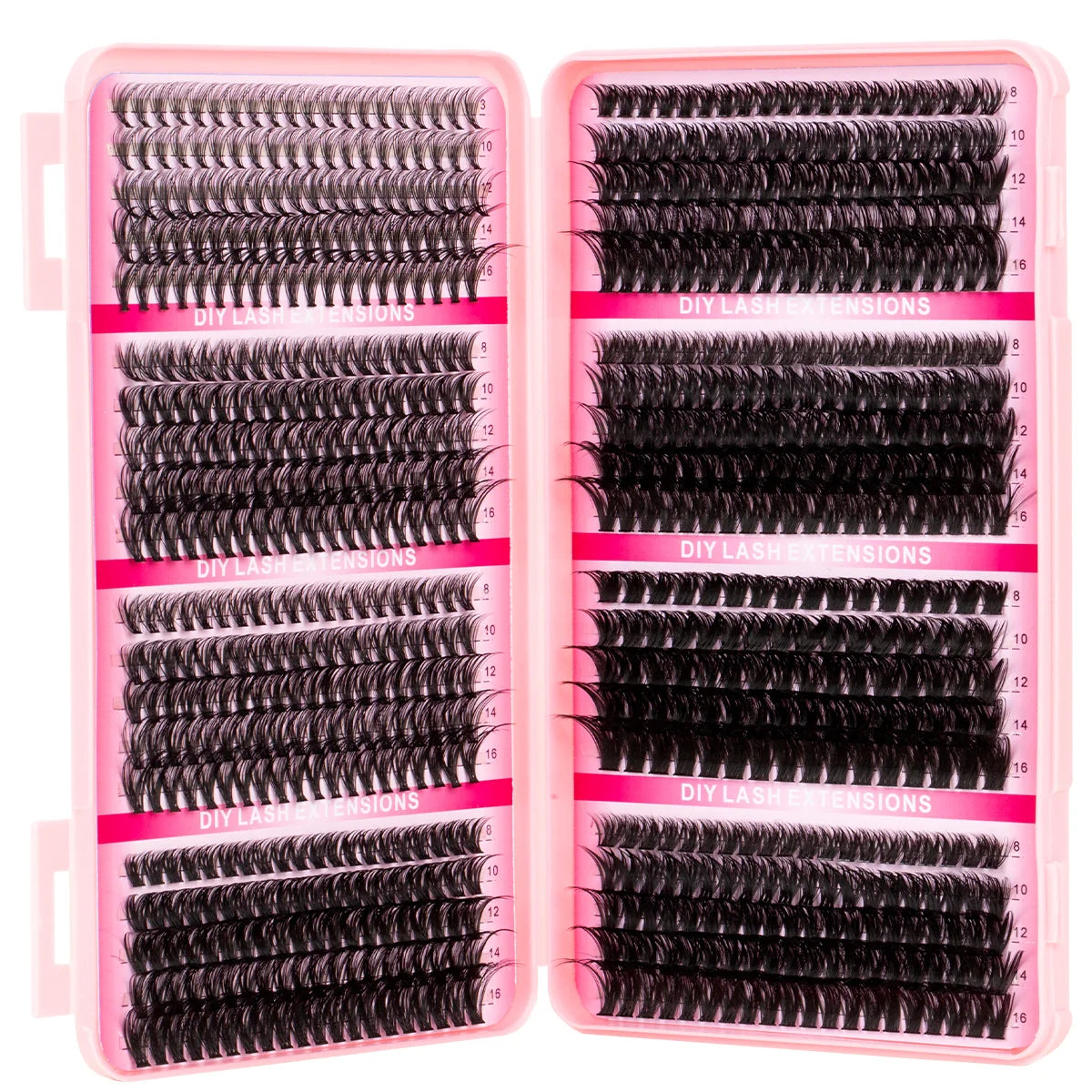 DIY Eyelash Extension Kit Soft Natural Look Wispy Kit with Bond & Seal Tweezers Reusable Cluster Lashes D Curl Individual Lash