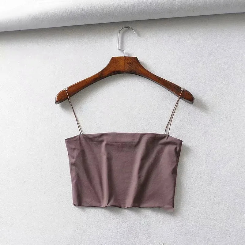 Summer Women's Crop Top Sexy Elastic Cotton Camis Sleeveless Short Tank Top Bar