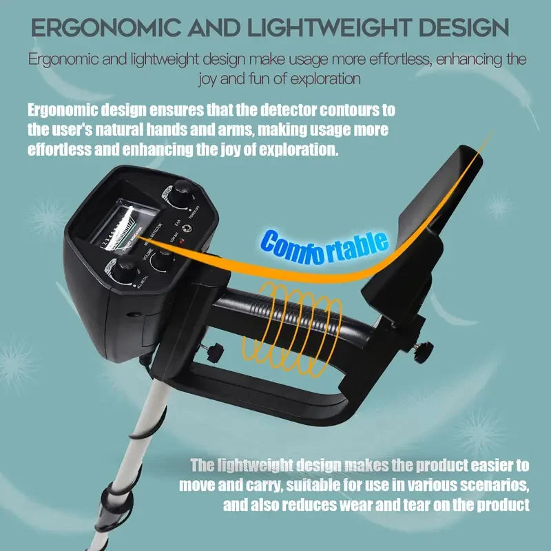 MD-4030 metal detector. Professional underground treasure finder, ID68 waterproof. Search coil, battery powered (not included)