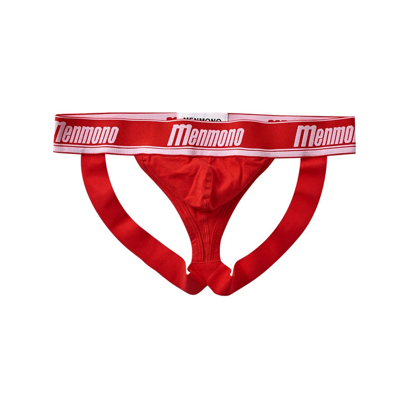 Men's thong pants  cotton double buttocks low waist sexy bullet separation design comfortable  simple white shorts