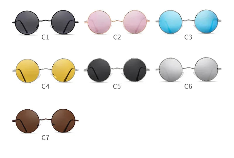 Trendy Round Polarized Sunglasses High Quality Brand Design Vintage Party Men Circle Small Frame Women Yellow Shades Sun Glasses