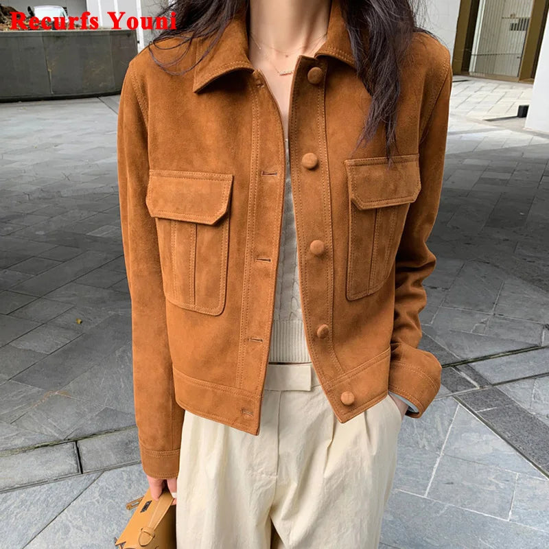 Classic Quality Leather Jacket For Women 2026 Winter Cashmere Suede Leather Coat Female Slimming Versatile Jaqueta Streetwear