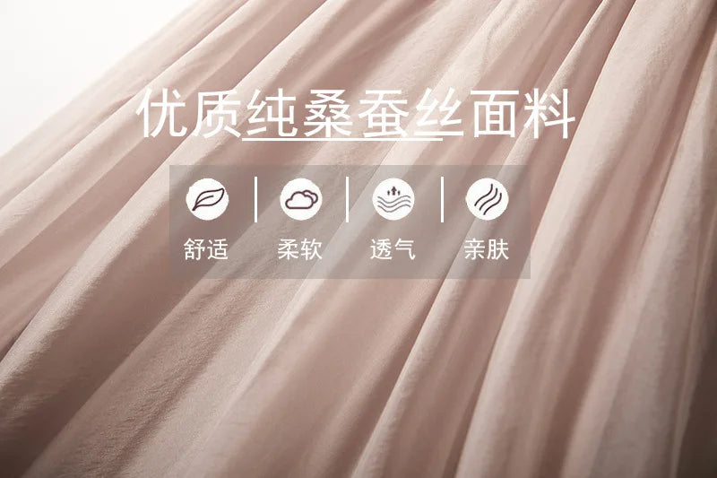 100% Silk Dress New Fashion Summer Dresses For Women 2024 High Quality Casual Dress Women Elegant Midi Dress Vestido Feminino Lq