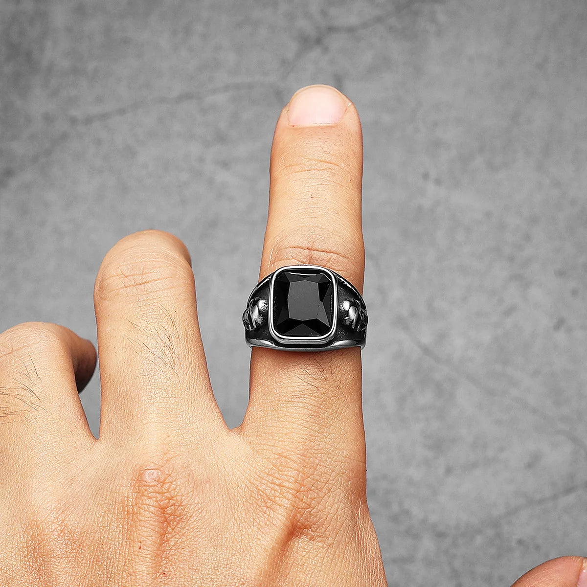 Gem Stone Skull Men Rings Stainless Steel Women Jewelry Vintage Gothic Punk Rock Cool Stuff Fashion Accessories Gift Wholesale