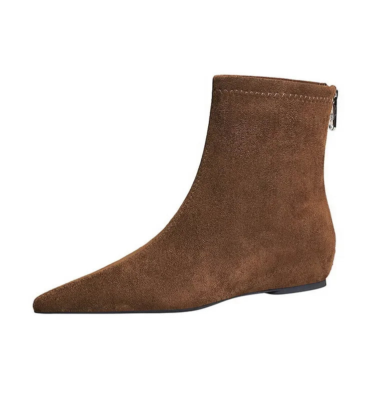 Women Red Pointed Toe Suede Ankle Boots Elegant Woman Inner Heel Short Boots 2024 Autumn Chic Office Female Keep Warm Short Boot