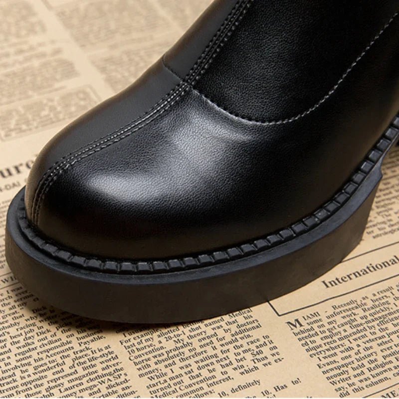 High Heel Women Ankle Boots Fashion High Quality Platform Shoes for Women British Style Brown Boot Comfor Women Waterproof Boots