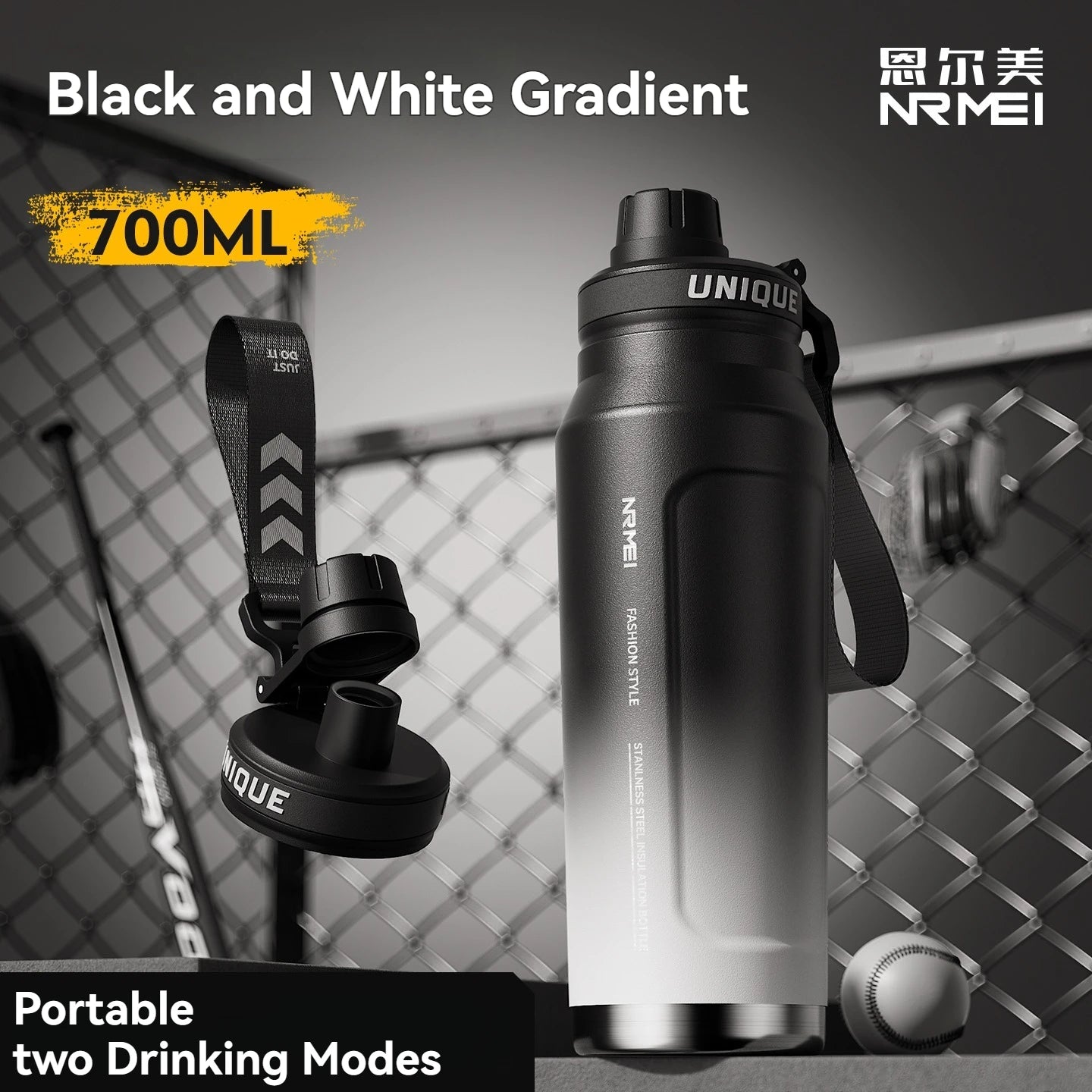 1L Insulated Stainless Steel Bottle Thermos Water Cup Qutdoor Sports with Handle Vacuum Double Wall Flasks