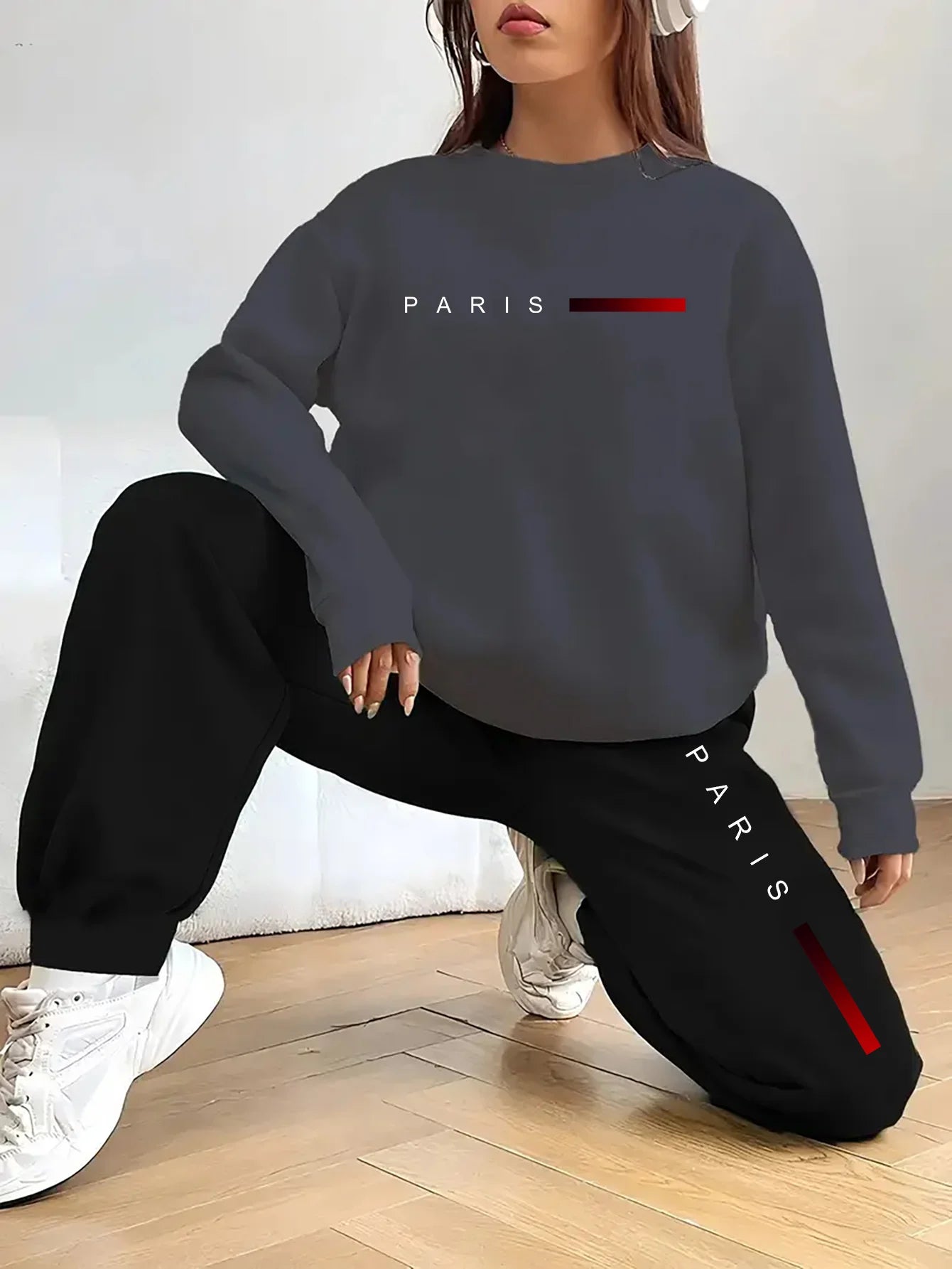 women Hoodies+sweatpant set Hip Hop Street Casual Printed Hoodie Oversize Loose New Sweatshirts Autumn Warm Fleece Clothing