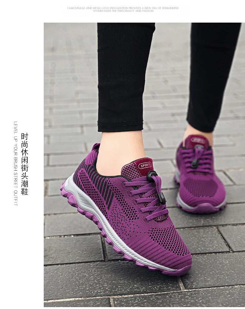 2025 Women Sneakers Fashion Platform Lace Up Casual Sports Shoes Comfortable Running Ladies Vulcanized Shoes Female Footwear