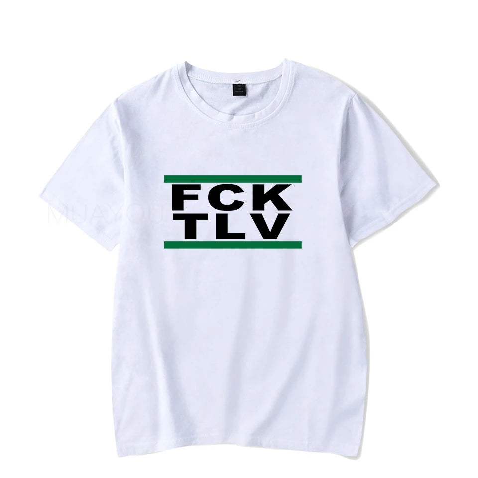 Summer Tops Printed FCK TLV T shirts Crew Neck Casual Tops Men Women Short Sleeve T-Shirt 4XL