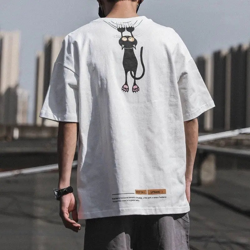 Pure Cotton New Printed T-shirt for Men Short-sleeved Trendy Brand Trendy Half-sleeved Loose Couple T-shirt Original Retro