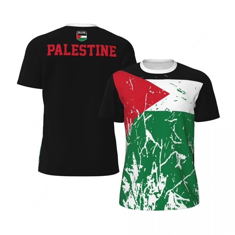 Palestine Flag Football T Shirts For Men Fashion Summer National Emblem 3D Printed Jersey Casual Quick Dry Breathable Tees Tops