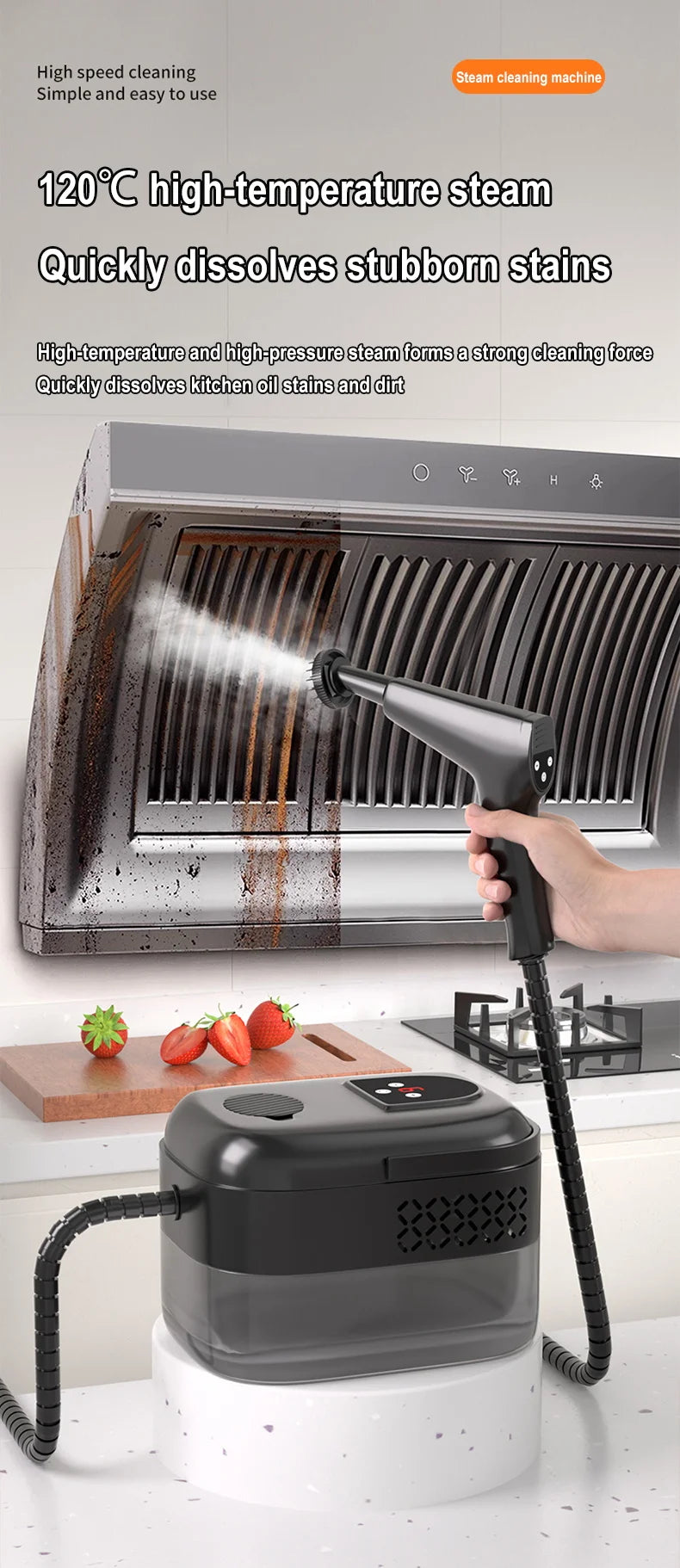 1500W Steam Cleaner High Temperature Pressure Washer with Remote control Steam Cleaning Machine For Home Kitchen Hood Car 1400ml