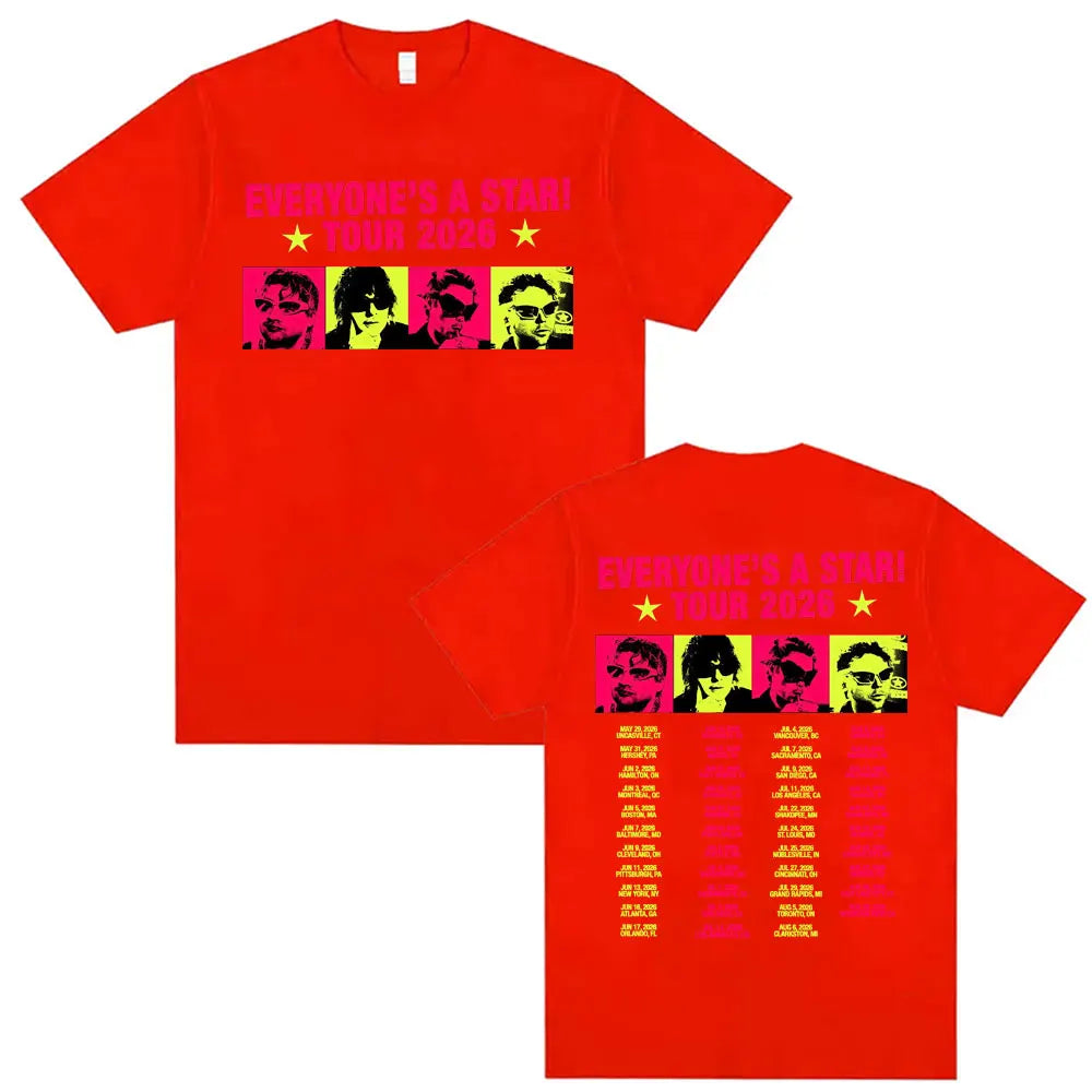 5 Seconds of Summer Everyone's A Star Tour 2026 Album T-shirts Men's Women Retro Hip Hop Style T Shirt Summer Tops Loose T-shirt