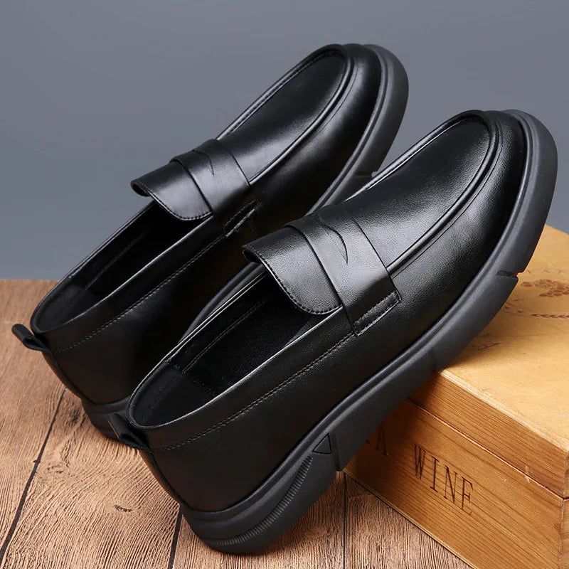 Genuine Leather Men's Business Leather Shoes Soft Soled Comfortable Men's Driving Shoes Loafers