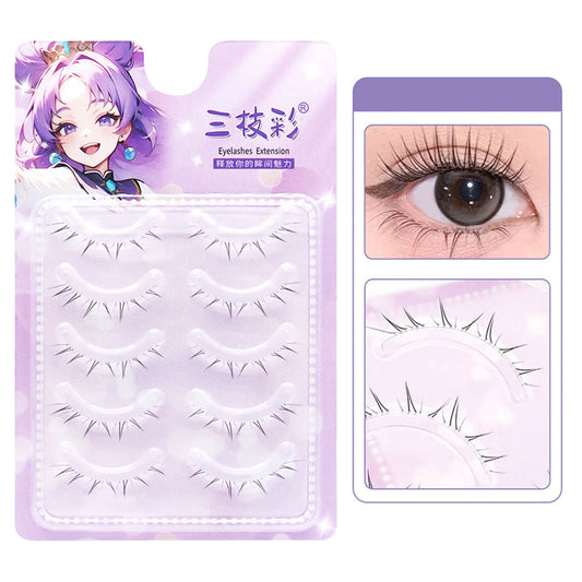 5 Pairs 4-8mm Antique Cartoon Lower False Eyelashes Wispy Cluster Natural Daily Eyelash Extensions For Beauty Eye Cosplay Makeup