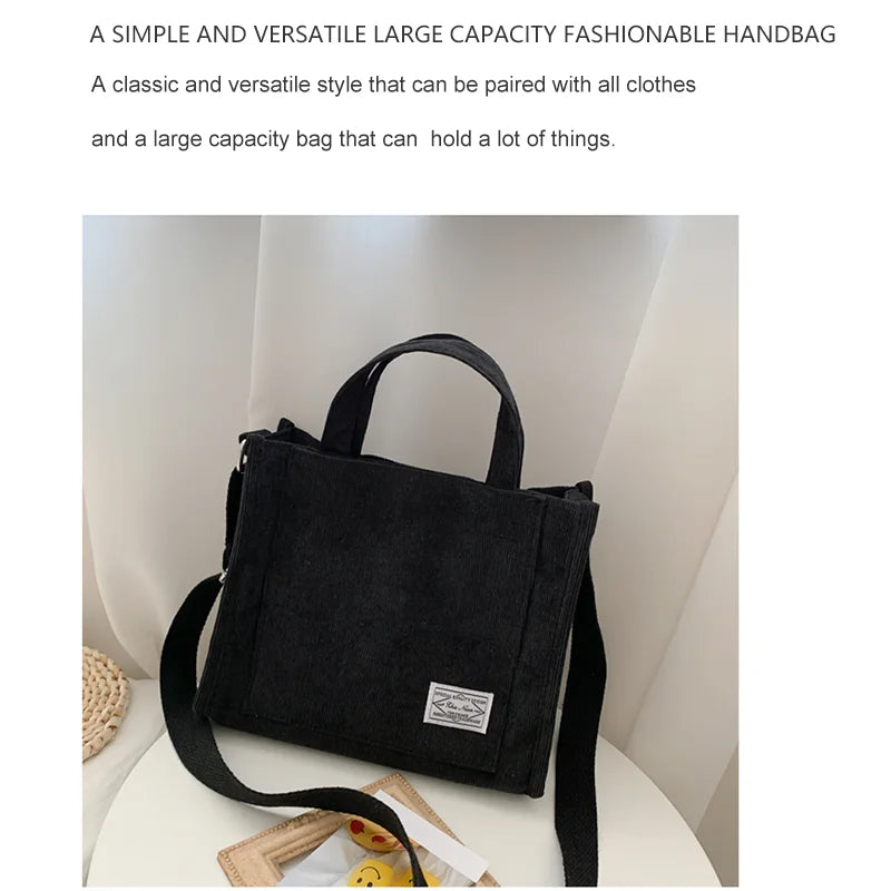Women Handbag Simple Corduroy Portable Large Capacity HandBag Ins Fashion Trend Small Square Handbag Single Shoulder Bags