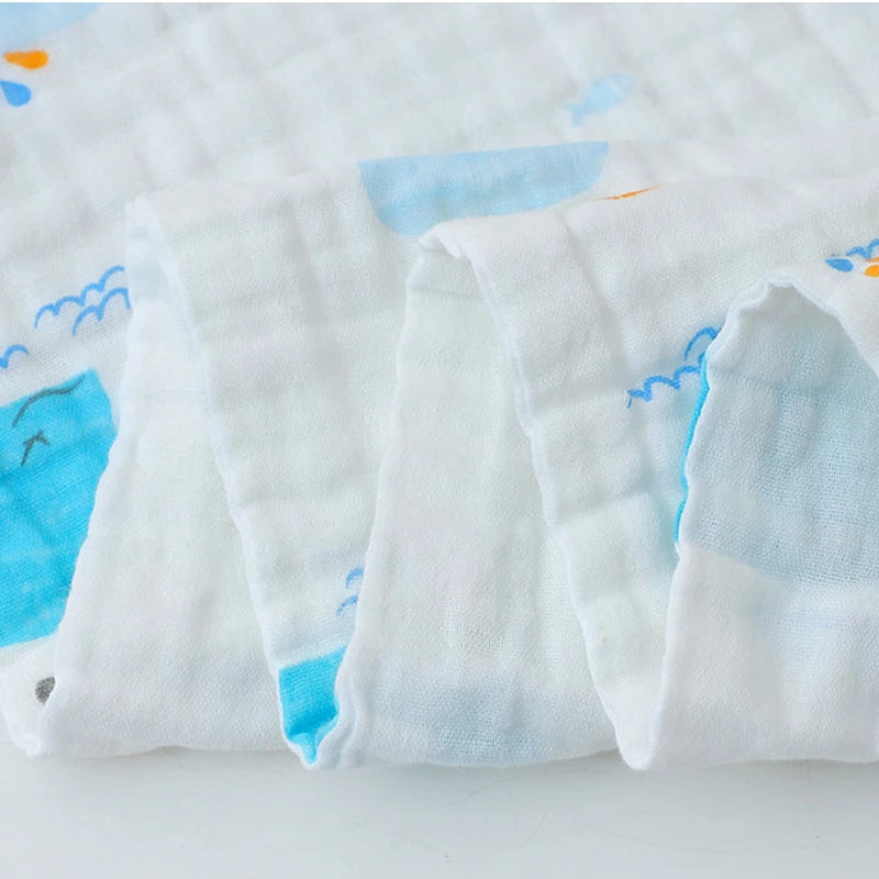 Baby Gauze Bath Towel Pure Cotton Six Layer Absorbent Towel 110cm x110cm Newborn Blanket Children Bath Towel