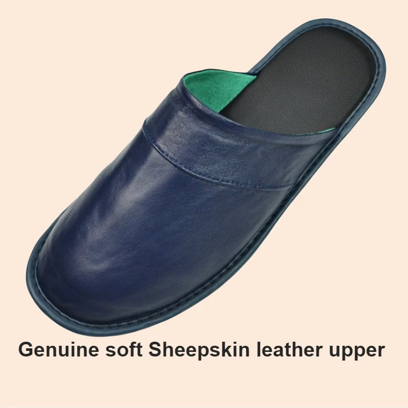 Soft Sheepskin cow Leather Slippers Homes in indoor slipper Spring Autumn men women elderly non-slip casual single shoes summer