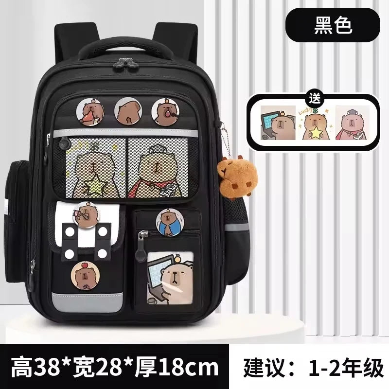Capibara Student Schoolbag, Large-capacity Children Backpack.Girl Boy Kids Back To School Book Bags