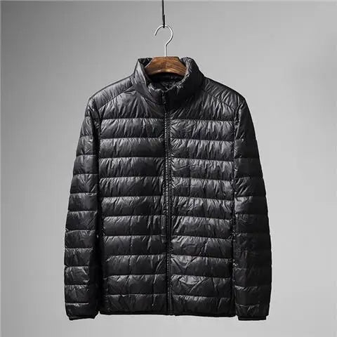 Portable Lightweight Short down Jacket for Men Autumn Winter Cotton Padded Stand Collar Casual Warm Elderly Friendly Outerwear