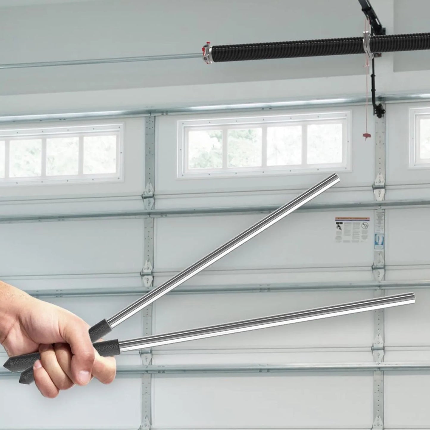 2Pcs Garage Door Torsion Spring Winding Bars Alloy Steel Torsion Spring Winding Rods Anti Slip Handle 1/2in Dia 17.2in Length