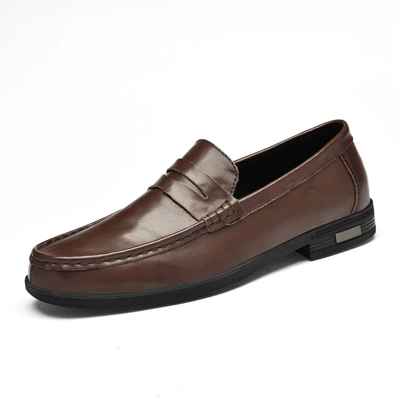High Quality Brand Men's Genuine Leather Casual Shoes Classic Brown Men's Business Formal Shoes Soft Soled Comfortable Loafers