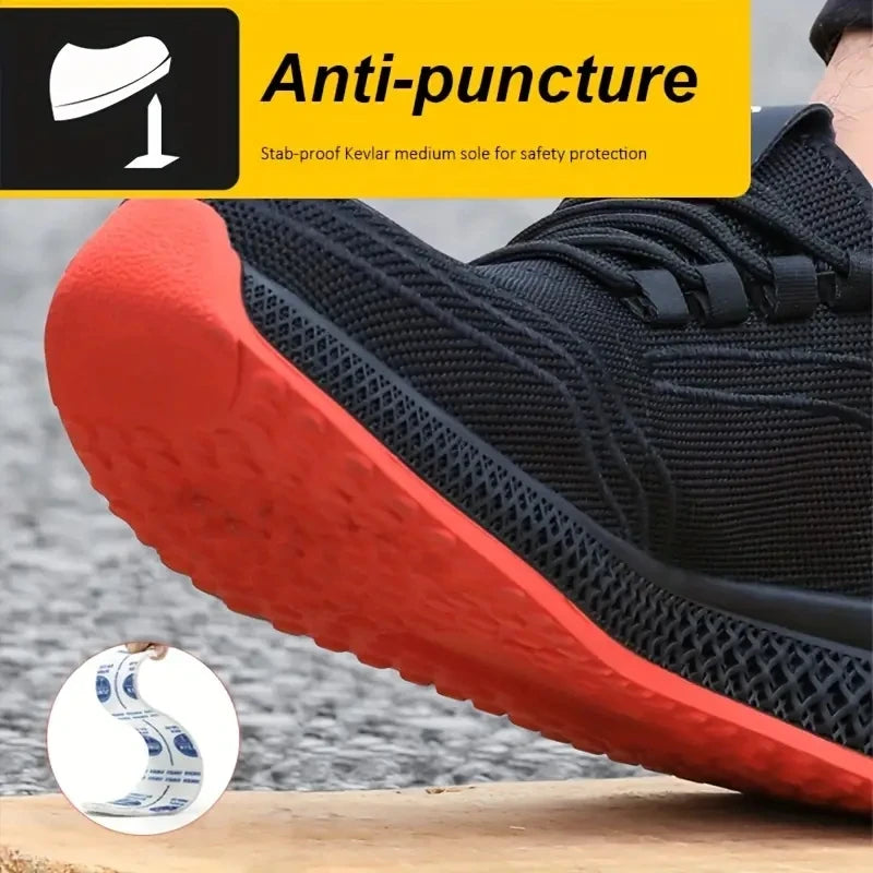 Work Shoes With Steel Toe Boots Anti Smash Safety Shoes Men Women Light Work Sneakers Breathable Anti-Stab Indestructible Shoes