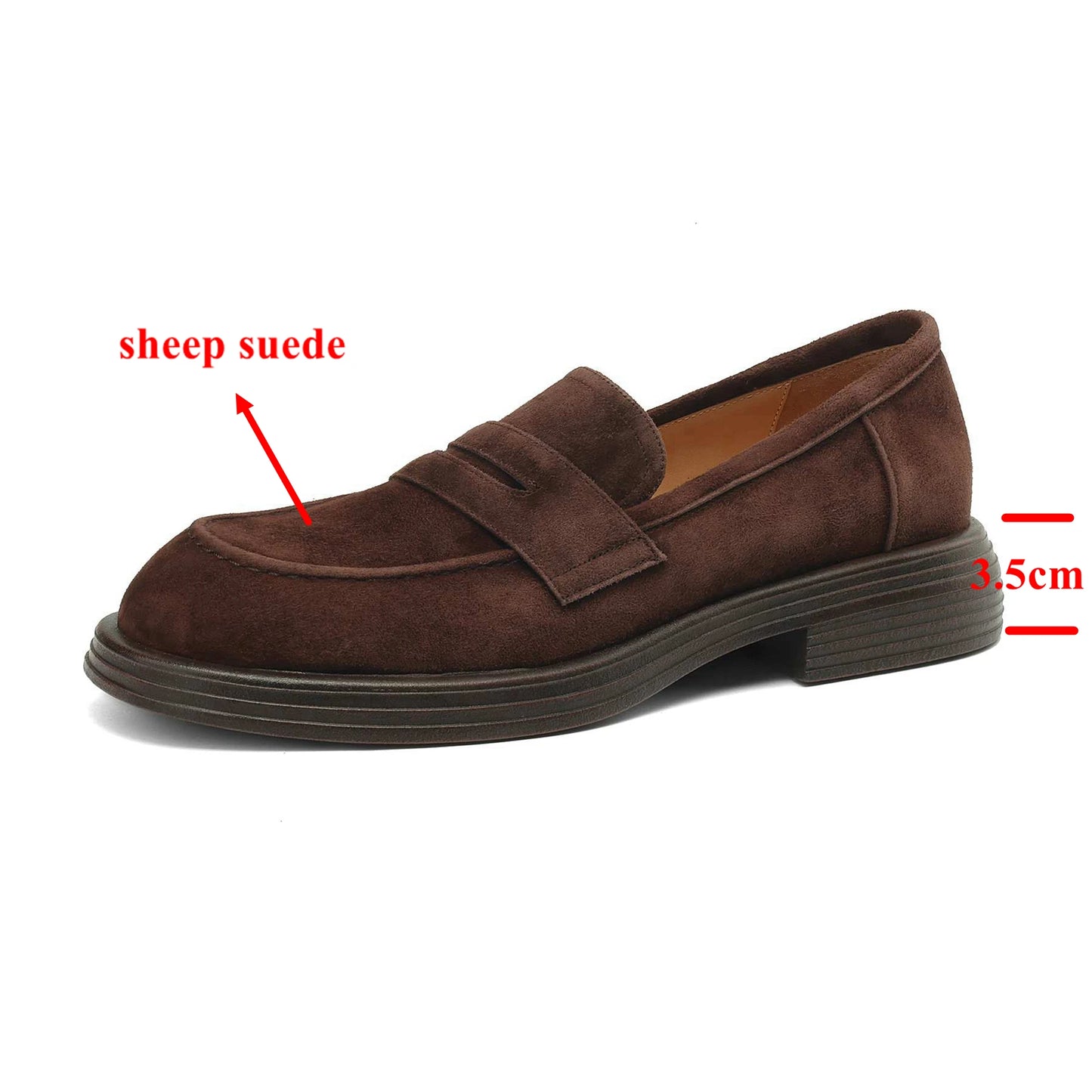 Krazing Pot Sheep Suede Size 34-41 Round Toe Med Heels Retro Mature Loafers Slip On Casual Spring Shoes Dating Brand Women Pumps