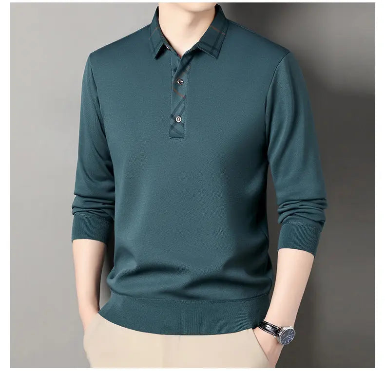 Winter Pullovers Men Knit Polo Shirts Fashion Fleece Lined Polo Sweaters Jumper Thick Knitting Polo Shirts
