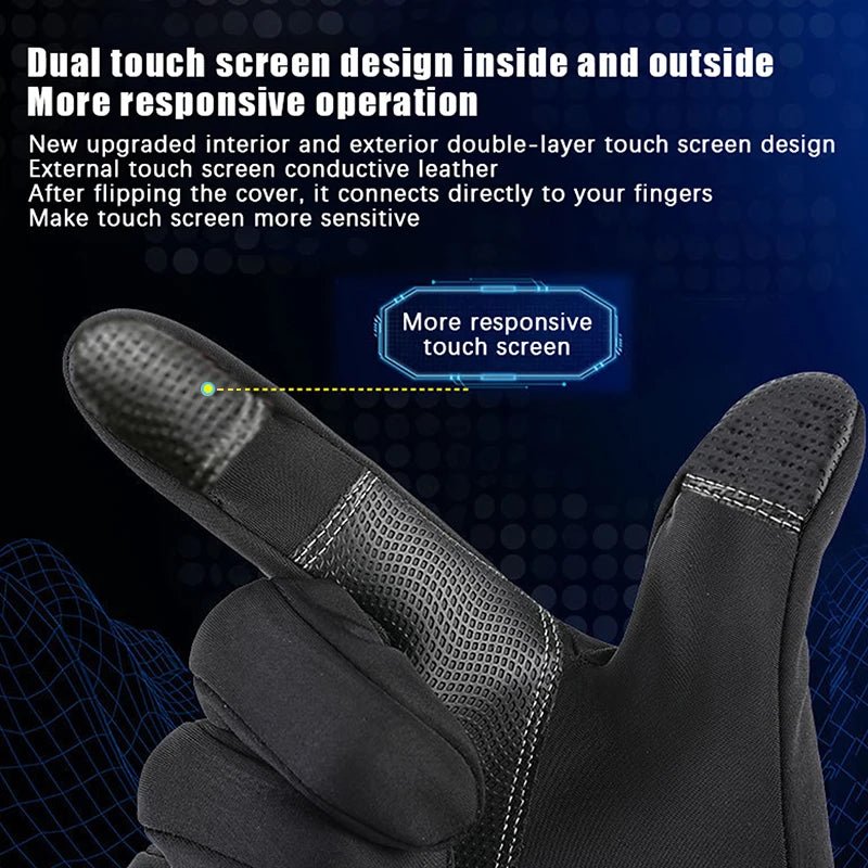 Outdoor Winter Gloves For Men Waterproof Thermal Fleece Lined Resistant Touch Screen Non-slip Motorbike Riding Mountaineering