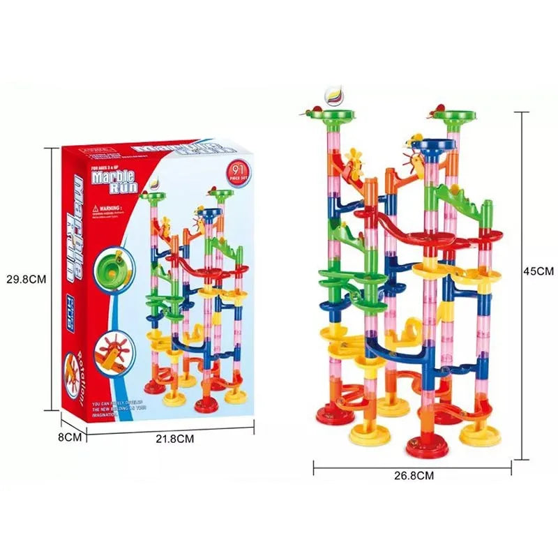 Marble Run Race Track Building Blocks Kids DIY Maze Ball Roll Toy Marble Run Race Coaster Set Marble Slide Pipes  Puzzle Toys