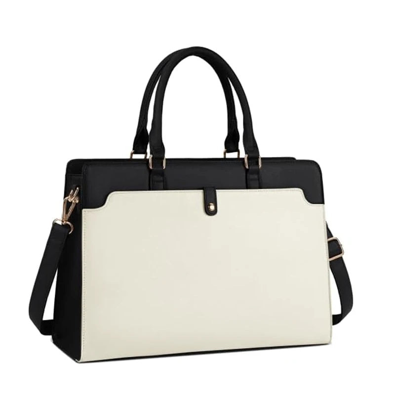 Large Capacity Laptop Bag for Women 15.6 Inch Laptop Tote Bag Leather Work Bag Waterproof Briefcase Business Office Computer Bag