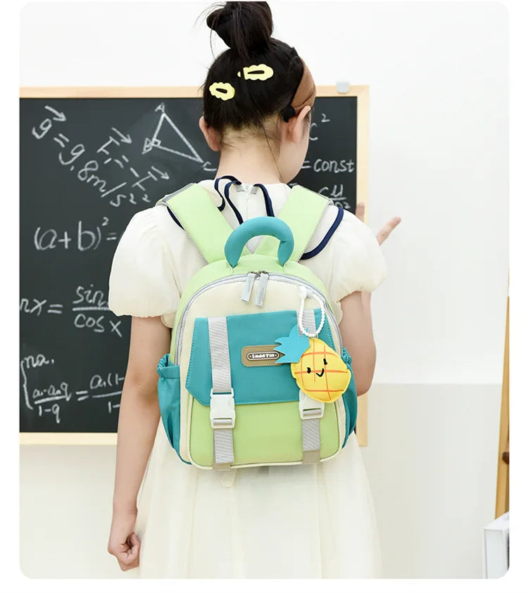New Large-capacity Backpack Children Kindergarten Backpack Boys Girls Kids Load-reducing Color-blocking Double-shoulder Bag