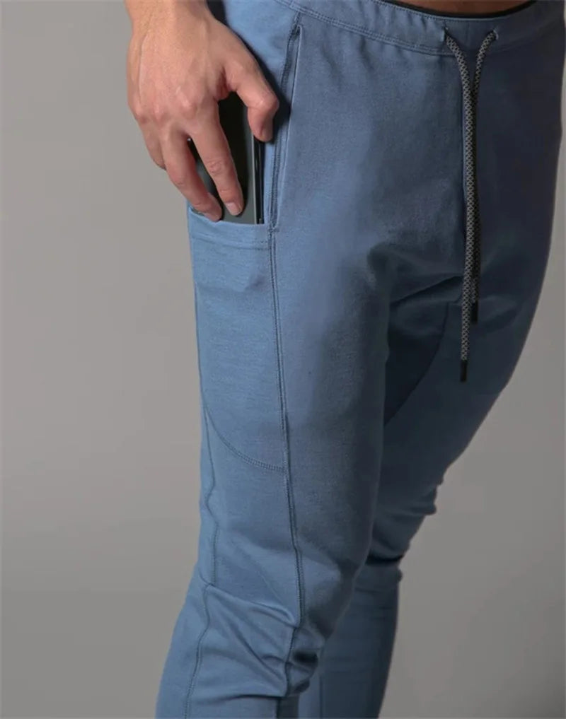 Spring and autumn sports trousers for men, running cotton slim-fitting trousers with ankle zippers, casual sweatpants