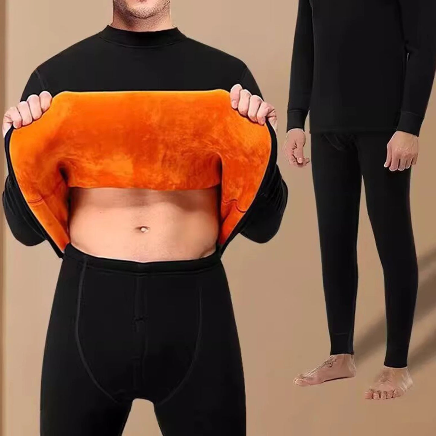 Men's Thermal Underwear Thin Base Cotton Sweater Winter Thermo Shirt Tops Pants Set Thermal Clothing Set Skiing Underwear Set