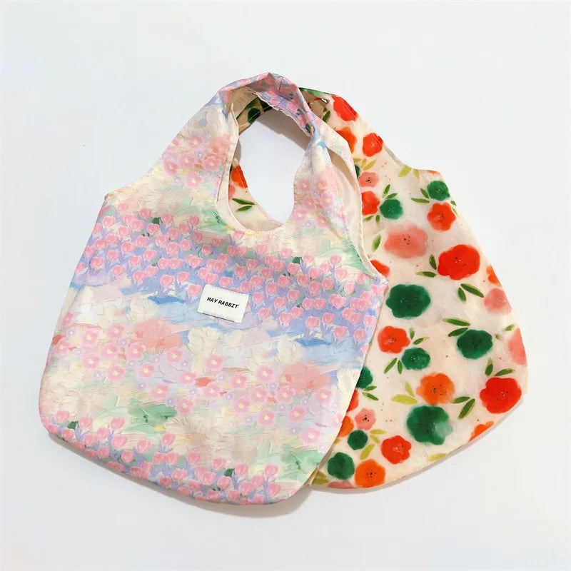 Women's Bag  Cotton Vest Fresh And Artistic Single-shoulder Bag Canvas Large-capacity Daily Handbag Pink Color Simple Fashion